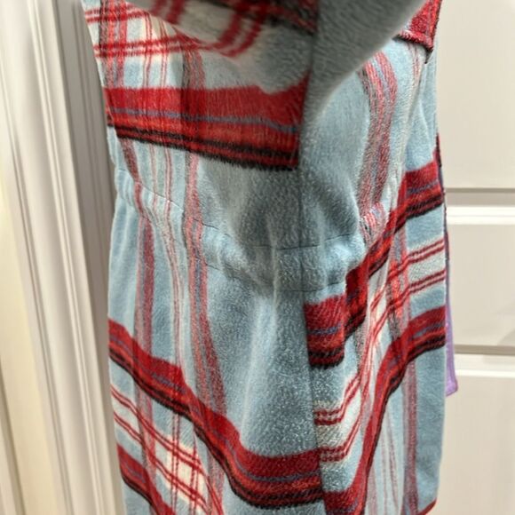 Free People We the Free Down for You plaid Shirt Jacket Fleece Size Medium Blue - Picture 7 of 15